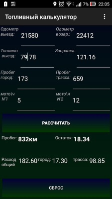 Топливный калькулятор